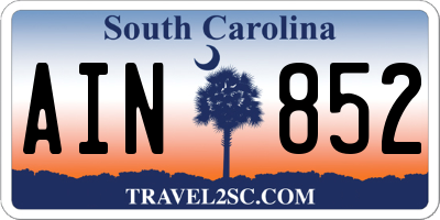 SC license plate AIN852
