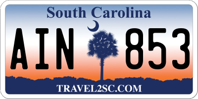 SC license plate AIN853
