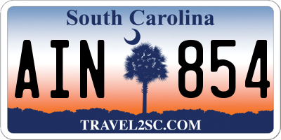 SC license plate AIN854