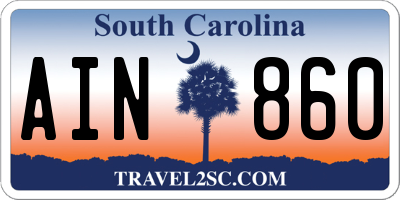 SC license plate AIN860
