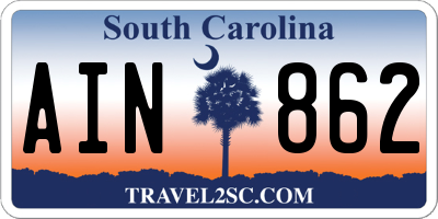 SC license plate AIN862