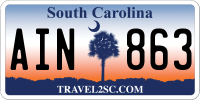 SC license plate AIN863