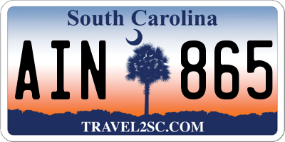 SC license plate AIN865