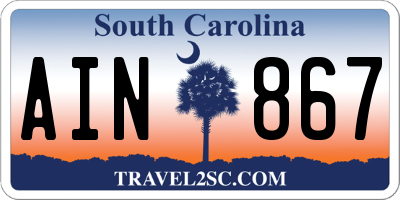 SC license plate AIN867