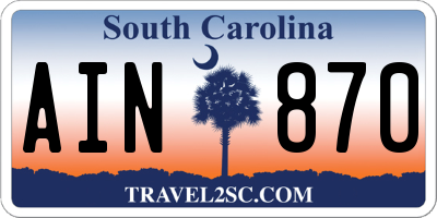 SC license plate AIN870