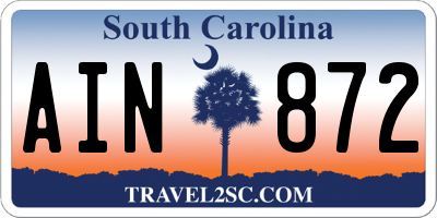 SC license plate AIN872