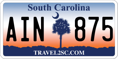 SC license plate AIN875