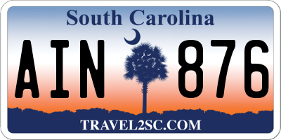SC license plate AIN876