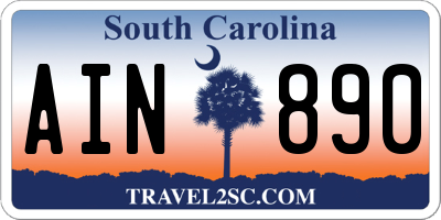 SC license plate AIN890