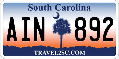 SC license plate AIN892