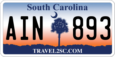 SC license plate AIN893