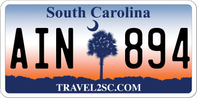 SC license plate AIN894