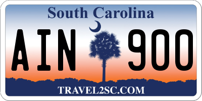SC license plate AIN900