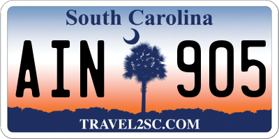 SC license plate AIN905