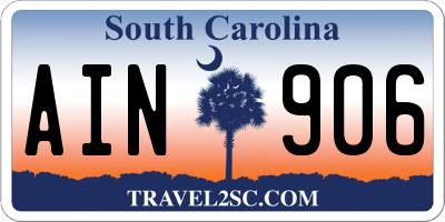 SC license plate AIN906