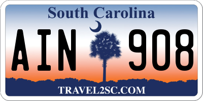 SC license plate AIN908