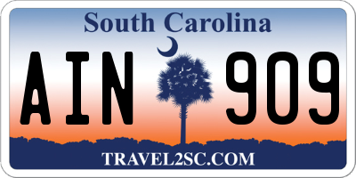 SC license plate AIN909