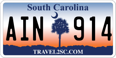 SC license plate AIN914