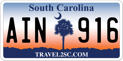 SC license plate AIN916