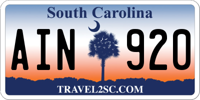 SC license plate AIN920