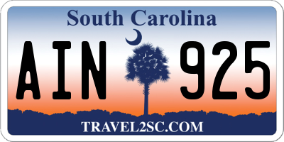 SC license plate AIN925