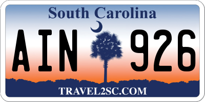 SC license plate AIN926