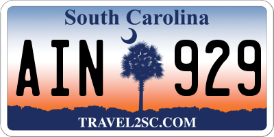SC license plate AIN929