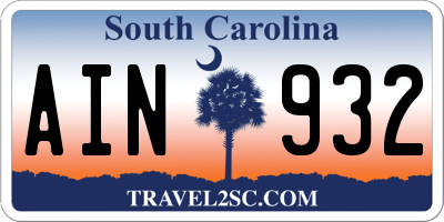 SC license plate AIN932