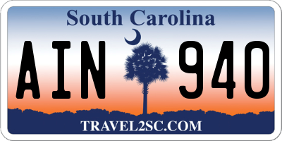 SC license plate AIN940