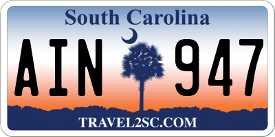 SC license plate AIN947