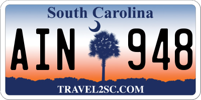 SC license plate AIN948