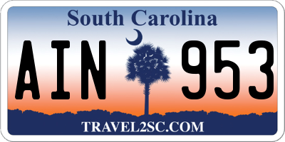 SC license plate AIN953