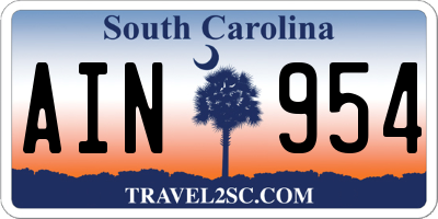 SC license plate AIN954
