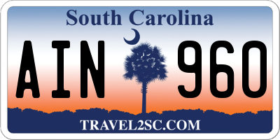 SC license plate AIN960