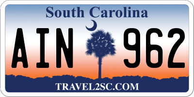 SC license plate AIN962