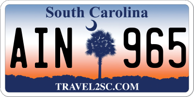 SC license plate AIN965
