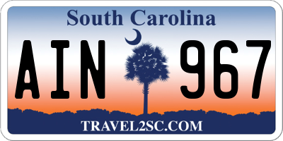 SC license plate AIN967