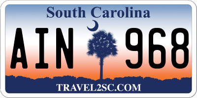 SC license plate AIN968