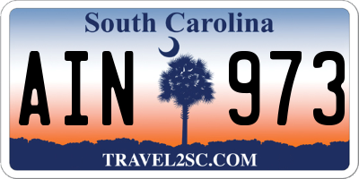 SC license plate AIN973