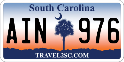 SC license plate AIN976