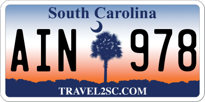 SC license plate AIN978