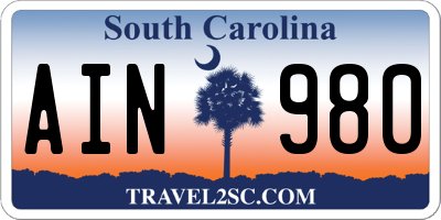SC license plate AIN980