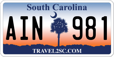 SC license plate AIN981