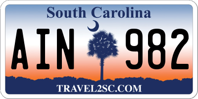 SC license plate AIN982