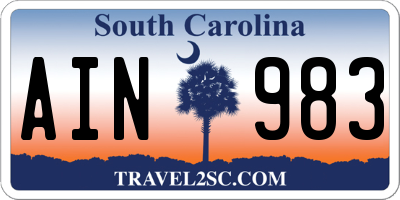 SC license plate AIN983