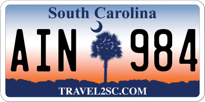 SC license plate AIN984