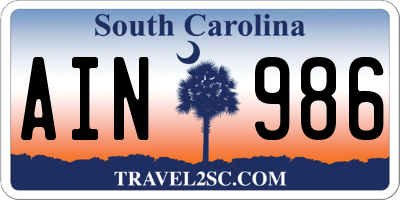 SC license plate AIN986
