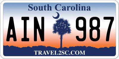 SC license plate AIN987