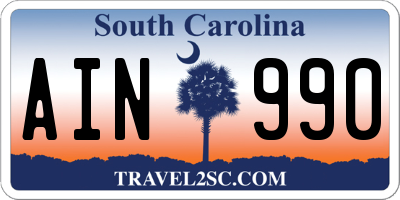 SC license plate AIN990