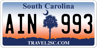 SC license plate AIN993